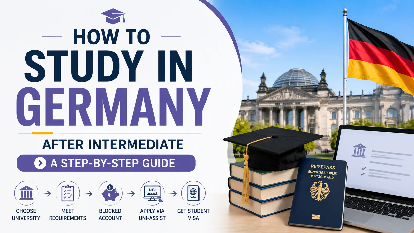 How to study in Germany after intermediate with steps for university admission, blocked account, Uni-Assist application, and student visa