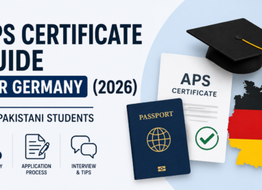 German blocked account (Sperrkonto) guide showing a passport, savings jar labeled "Blocked Account," German flag, and key student visa financial requirements for international students.