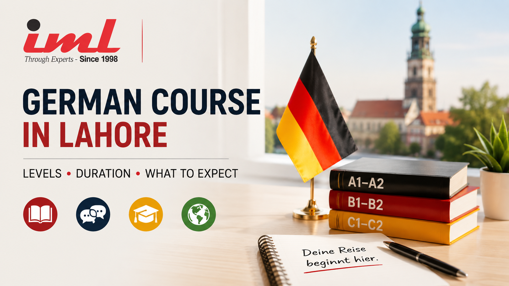 Goethe German exam in Pakistan – A1 to C2 levels, exam preparation and German language certification at IML Institute.